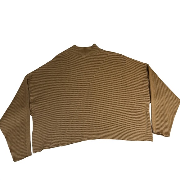 Maeve Anthropologie Ribbed Mock Neck Boxy Sweater In Honey - Size Large - Picture 5 of 7